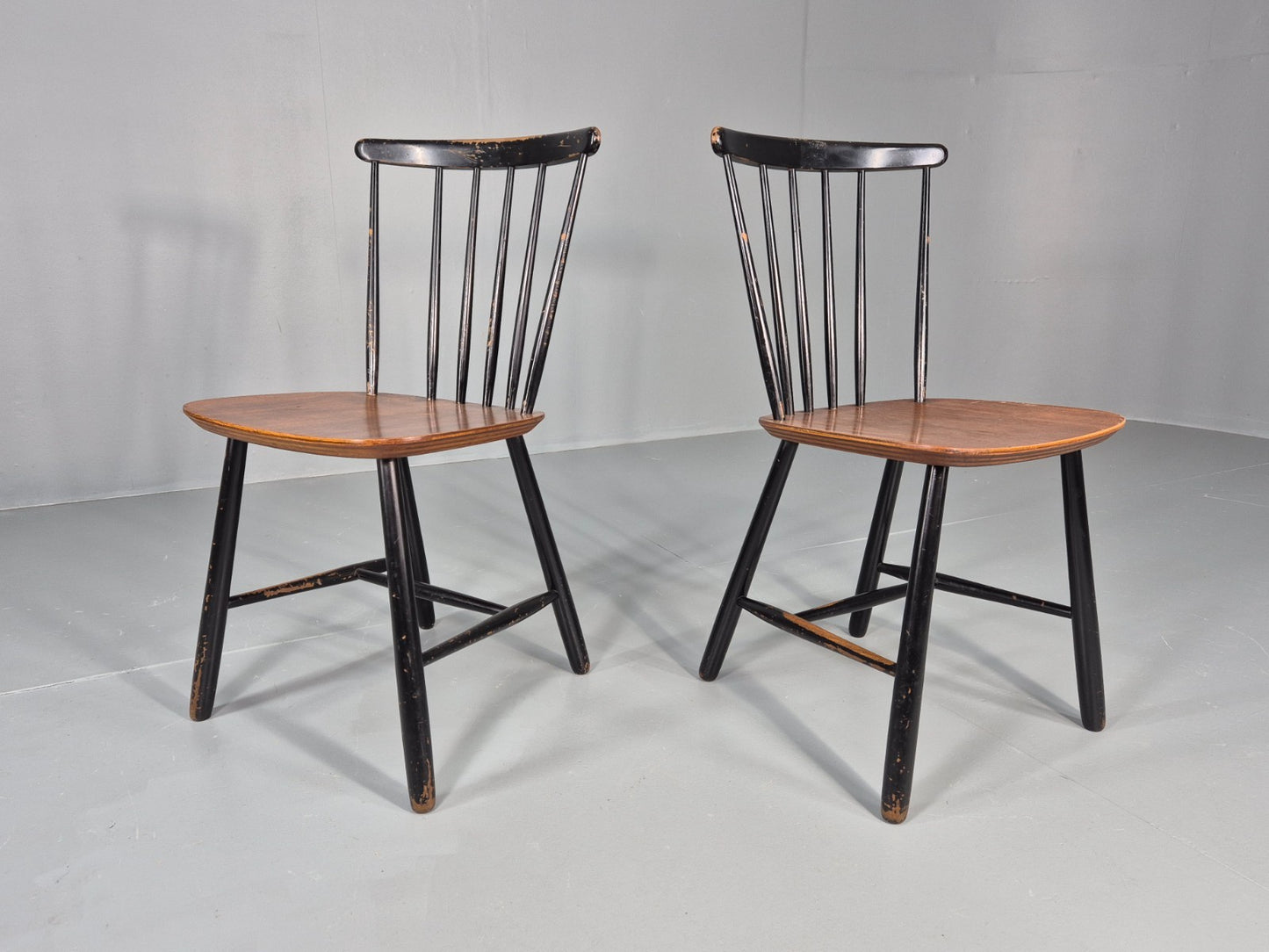 2 Vintage Midcentury Teak dining Chairs Fannet by Ilmari Tapiovaara EB11813 MDIN0
