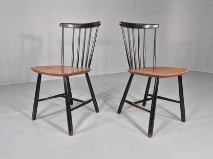 2 Vintage Midcentury Teak dining Chairs Fannet by Ilmari Tapiovaara EB11813 MDIN0