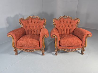 2 Vintage French Rococo Style Lounge Chairs Quality Reproduction  EB11659 VCLO4