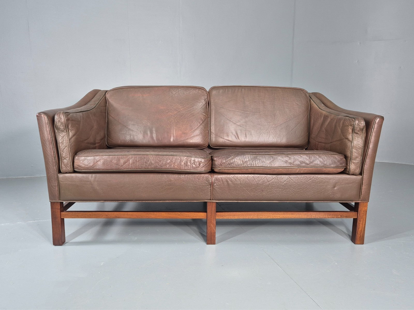 Vintage Danish 2 Seat Sofa Gunnar Grandt Design Brown Buffalo Hide EB9905 M2SS5
