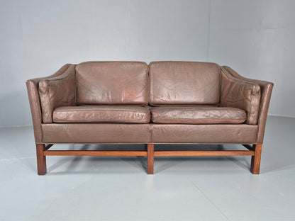 Vintage Danish 2 Seat Sofa Gunnar Grandt Design Brown Buffalo Hide EB9905 M2SS5
