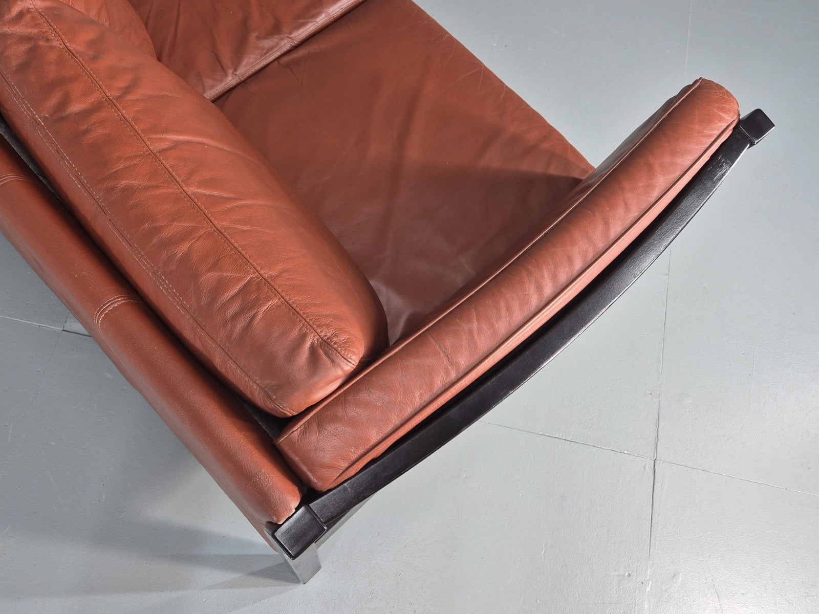 Vintage 3 Seat Sofa Reddy Brown Leather Stouby Denmark 1980s Retro EB10538 M3SS14