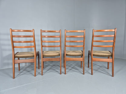 4 Vintage G Plan Dining Chairs Teak Ladder Back Frames Green Retro EB11836 MDIN8