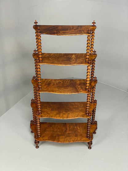 Antique Mahogany Whatnot Shelving Unit Bobbin Turned Tiered EB11197 MWOO4