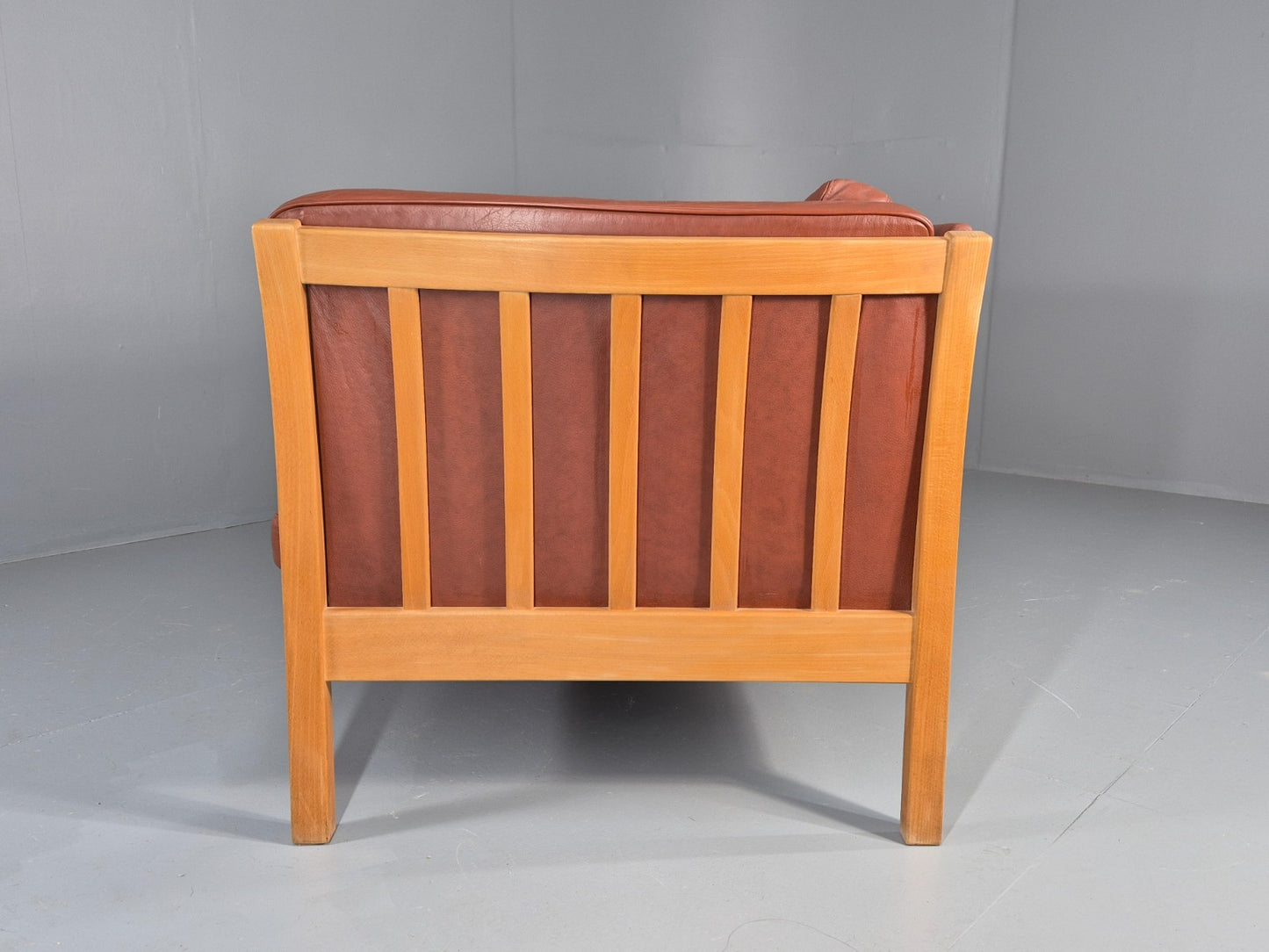 Vintage Stouby 3 Seat Sofa Reddy Brown Leather Mid Century Retro EB10528 M3SS19