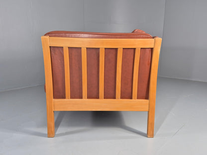 Vintage Stouby 3 Seat Sofa Reddy Brown Leather Mid Century Retro EB10528 M3SS19