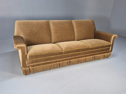 Vintage 3 Seater Sofa Green Velour Danish Mid Century Design Tassels EB9551 M3SS - UKDK FURNITURE