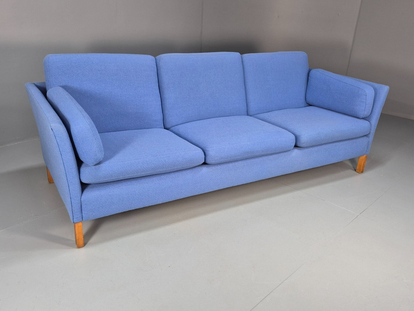 Vintage Danish 1980s Blue Wool 3 seat Sofa Mid Century Modern Retro EB9569 M3SS - UKDK FURNITURE