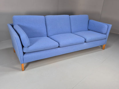 Vintage Danish 1980s Blue Wool 3 seat Sofa Mid Century Modern Retro EB9569 M3SS - UKDK FURNITURE