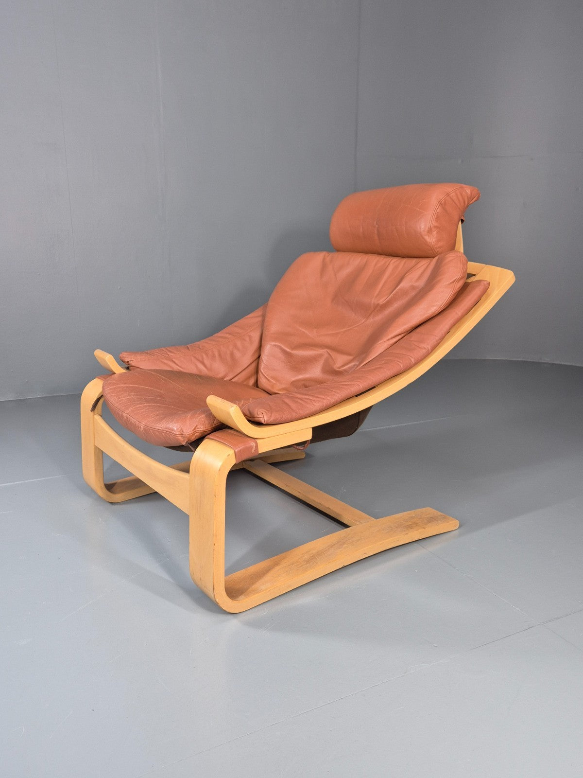 Vintage Leather Lounge Chair Mid Century Kroken Aki Fribyter Retro EB11309 MBEN0
