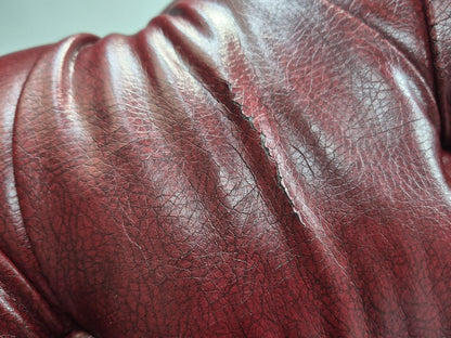 Vintage Vegan Chesterfield Red Vinyl Upholstery EB11665 VCHE22
