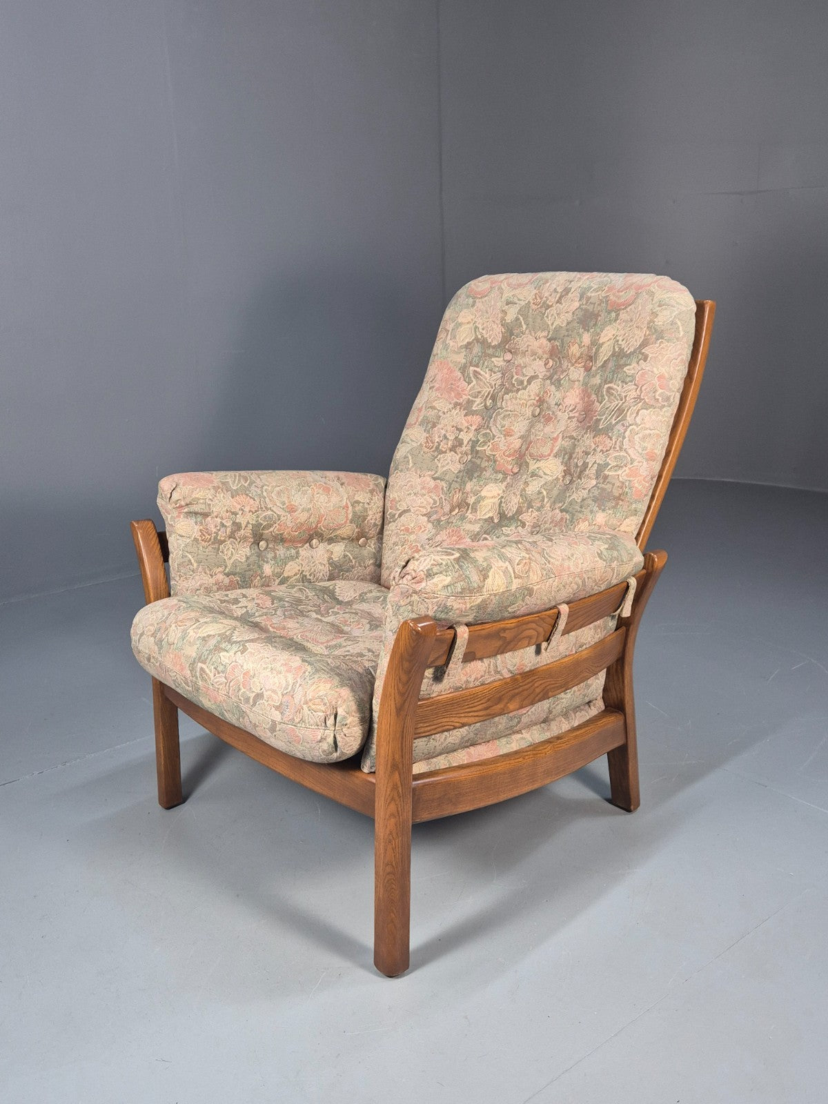 Vintage Ercol Lounge Chair Saville Model 1980s Fabric Upholstery EB9792 MNOR - UKDK FURNITURE