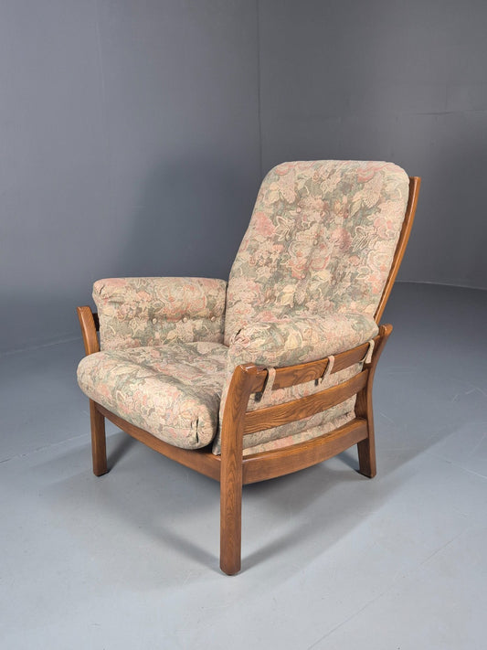 Vintage Ercol Lounge Chair Saville Model 1980s Fabric Upholstery EB9792 MNOR - UKDK FURNITURE
