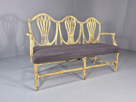 Hepplewhite Three Seater Settee New Grey Upholstery Reproduction  EB10993 VWOO0