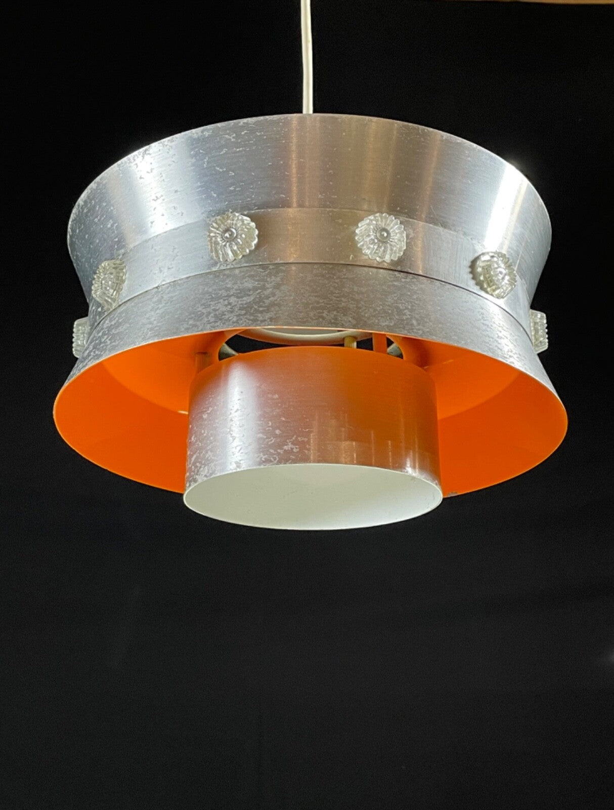 Mid Century Pendant Light Trava Orange Light Plastic Detail EB5082 LCLS9