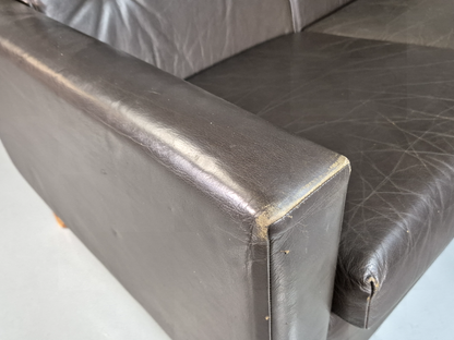 2 Seat Sofa Vintage Danish Brown Leather 1970s Retro MCM EB7314 M2SS7