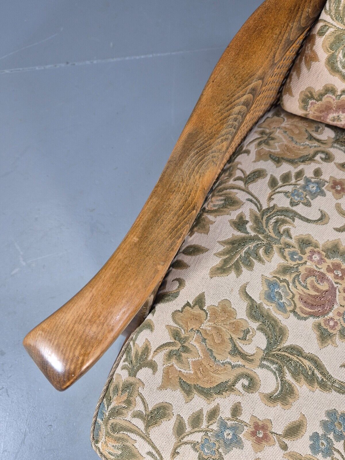 Vintage Danish Bergere Lounge Chair, Floral Cloth, Antique Style EB9003 VBER - UKDK FURNITURE