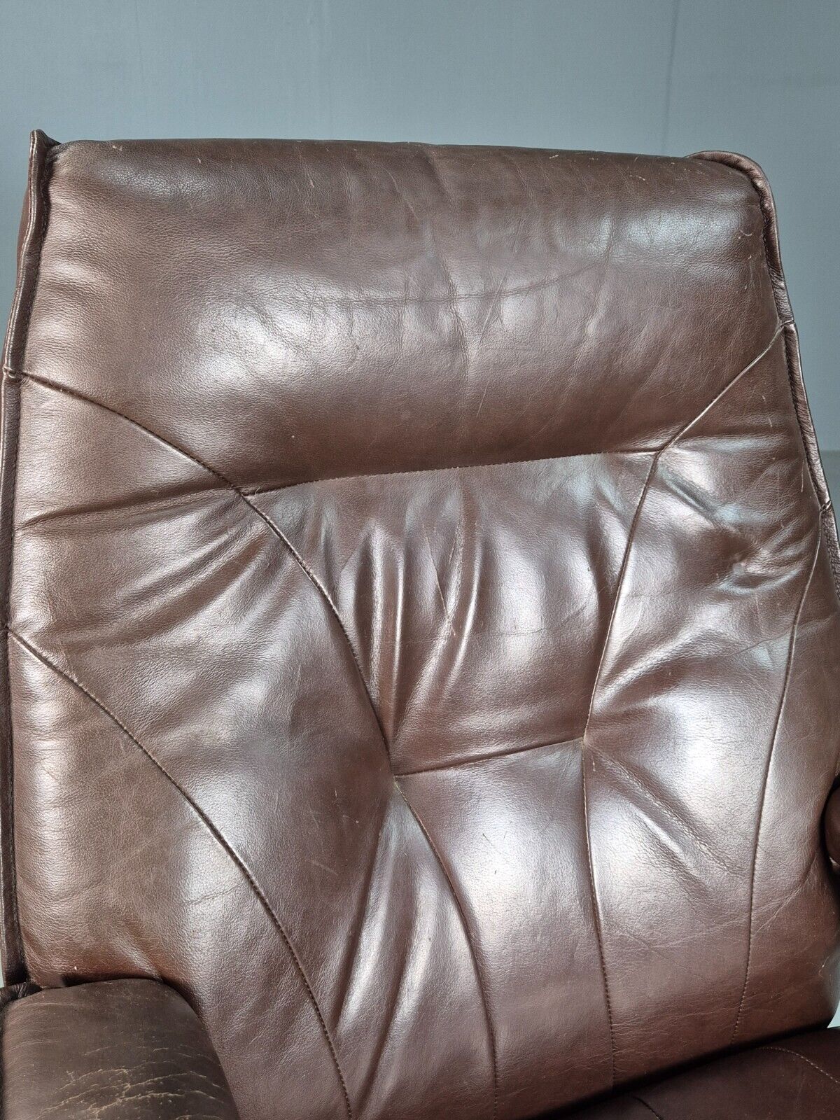 Vintage Danish Swivel Lounge Chair Brown Leather Bentwood 1980 Retro EB8269 MSWI - UKDK FURNITURE
