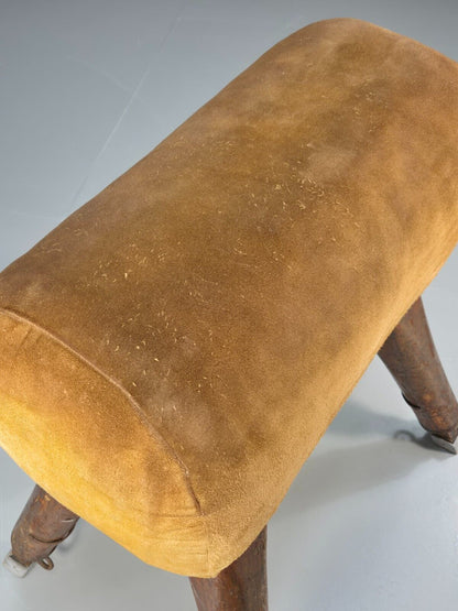 Vintage Pommel Horse 1950s Suede Pine Industrial Retro EB8863 VWOO - UKDK FURNITURE