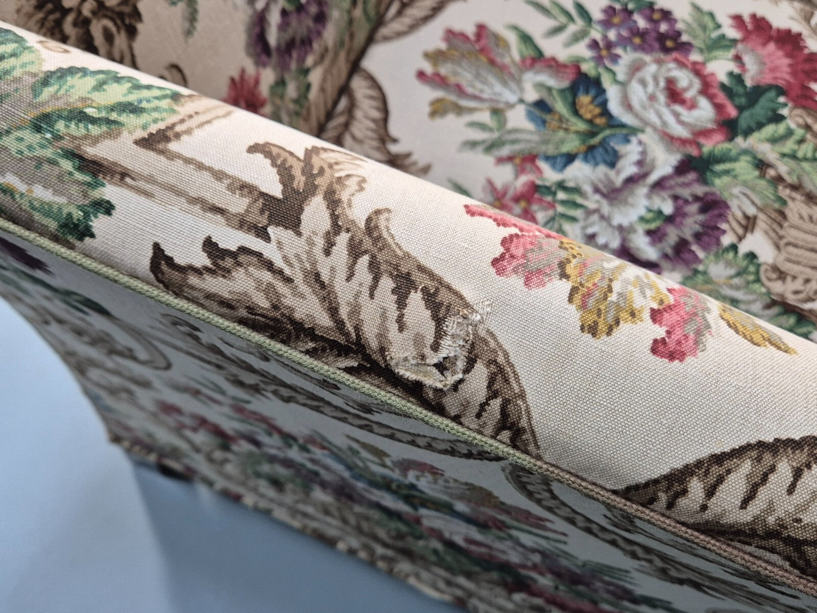 Vintage 1940s Danish 2 Seat Sofa Classical Floral Upholstery EB9659 V2SS - UKDK FURNITURE