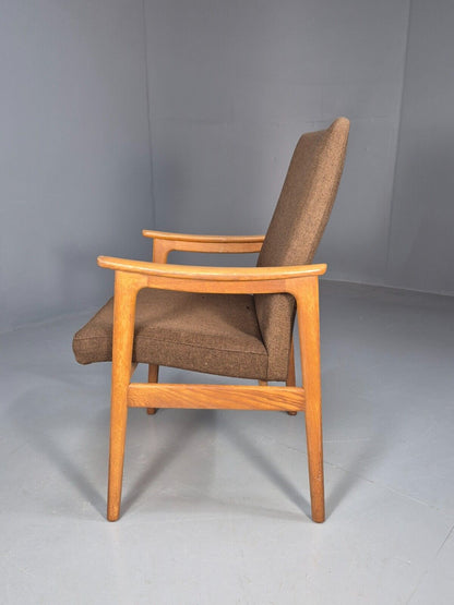 Vintage Danish Elbow Chair Green Wool Oak Frame Hong Stolefabrik MCM EB8485 MDIN - UKDK FURNITURE