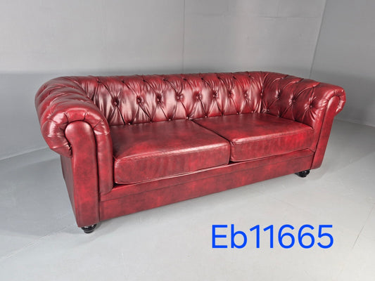 Vintage Vegan Chesterfield Red Vinyl Upholstery EB11665 VCHE0