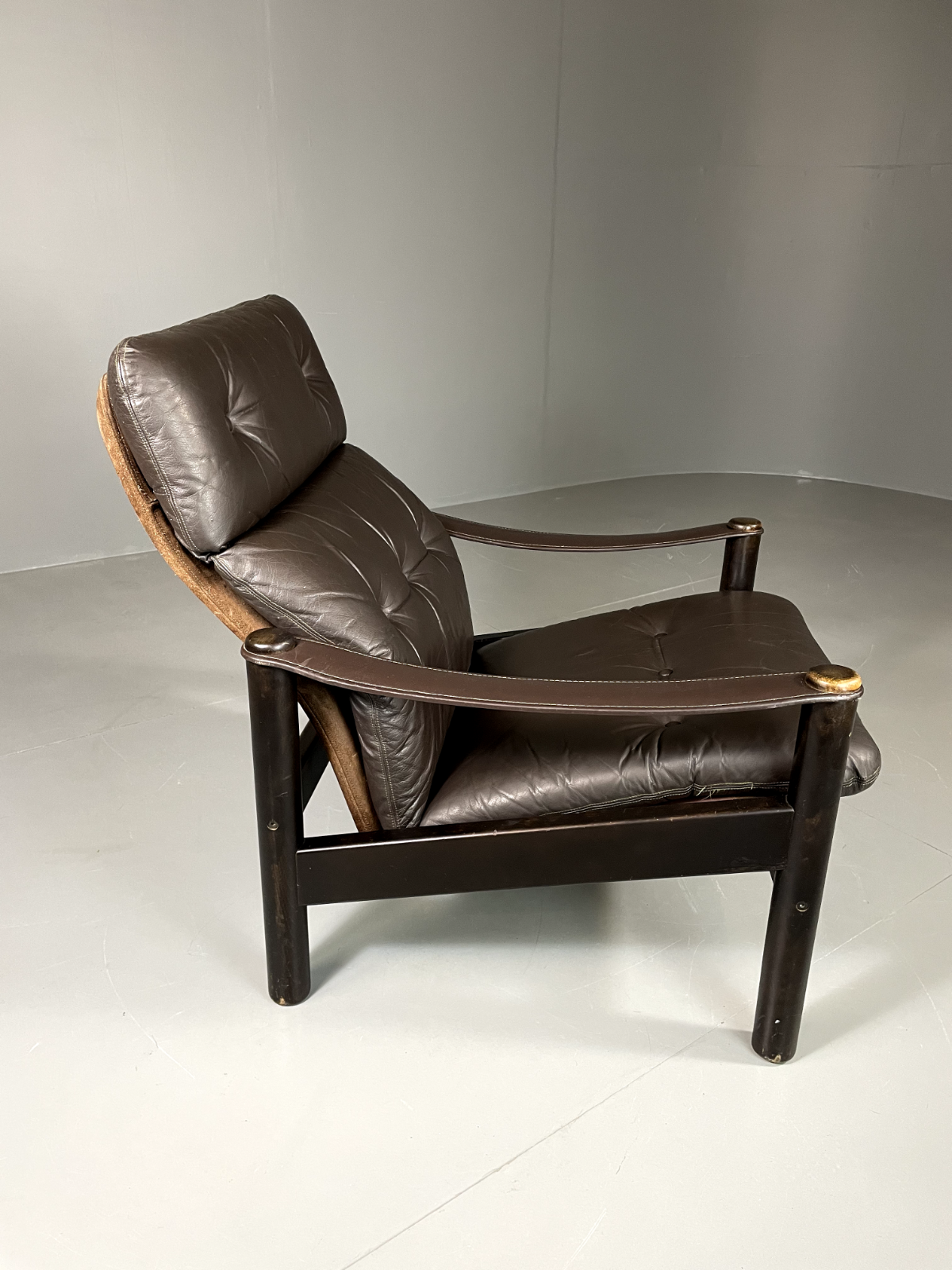 Vintage Danish Lounge Chair Brown Leather Jeki Gehl Retro MCM EB6082 MNOR6