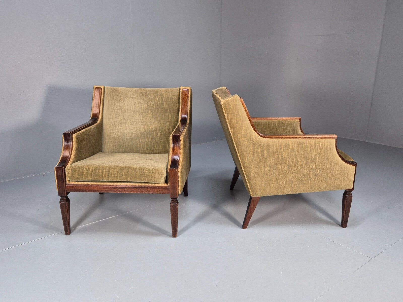 2 Vintage Danish Classical Lounge Chairs 1960s Retro Georgian Style EB9655 VCLO - UKDK FURNITURE