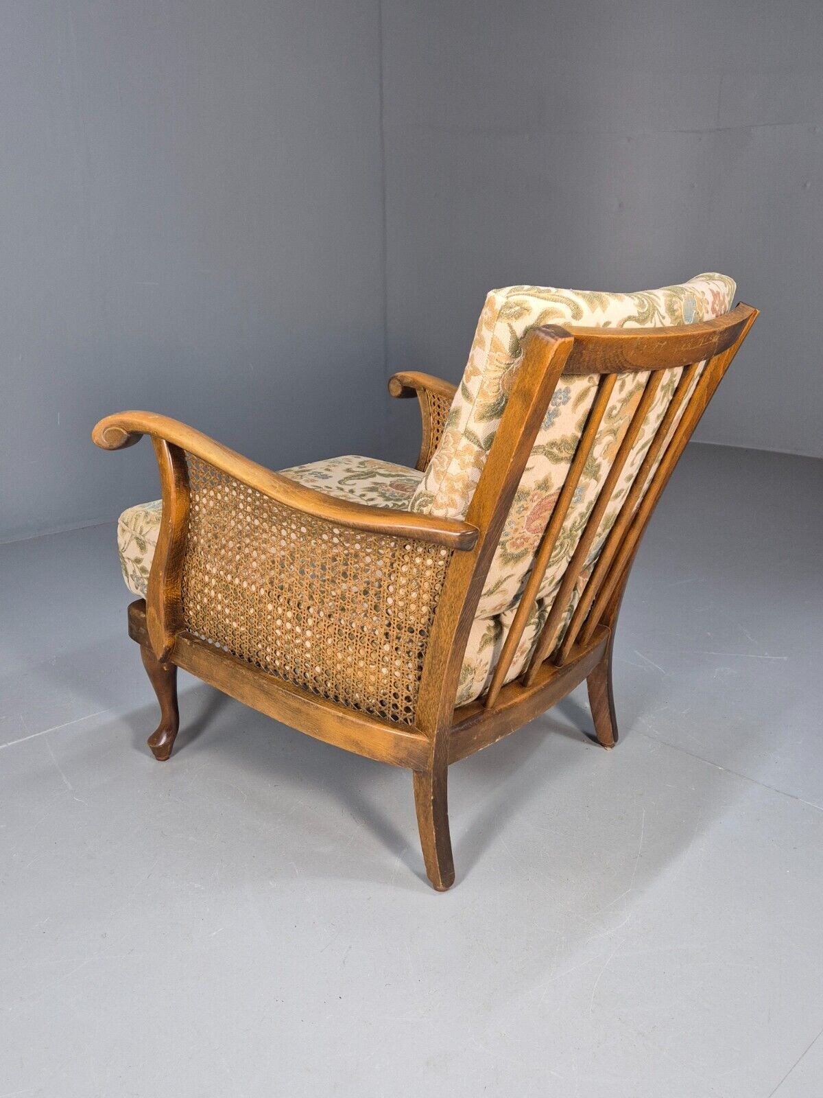 Vintage Danish Bergere Lounge Chair, Floral Cloth, Antique Style EB9003 VBER - UKDK FURNITURE