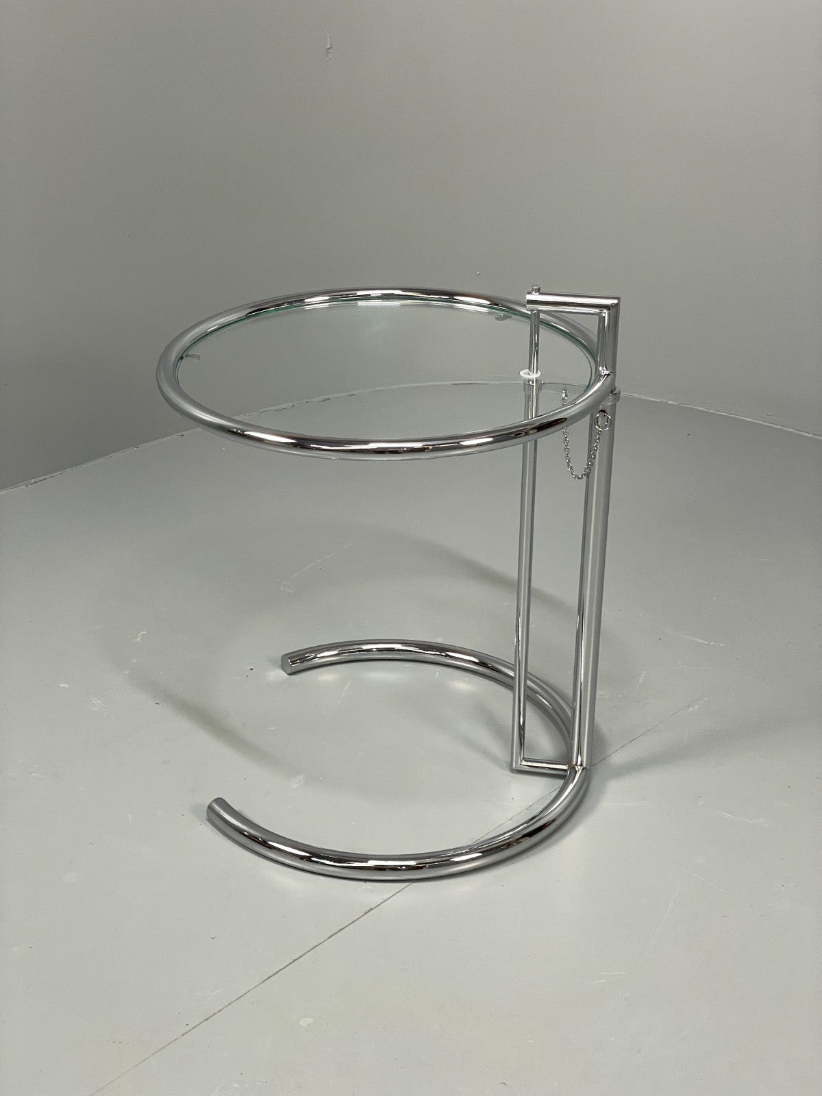 Vintage Chrome Side Table Eileen Grey Style Adjustable Glass Top EB11042 MWOO11