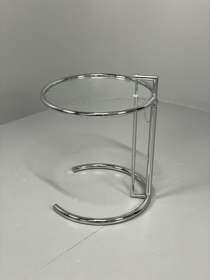 Vintage Chrome Side Table Eileen Grey Style Adjustable Glass Top EB11042 MWOO11
