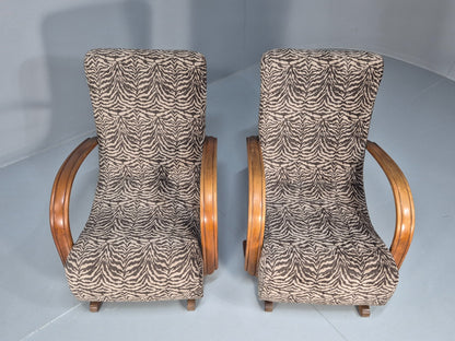 2 Art Deco Rocking Chairs New Zebra Pattern Upholstery Vintage 1940 EB10921 VCAR4
