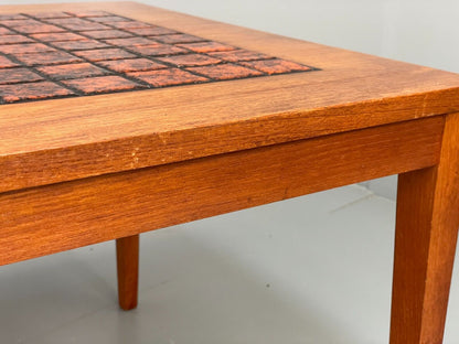 Vintage Danish Teak and Tile Top Coffee Table 1970s Retro Orange EB6890 MWOO - UKDK FURNITURE