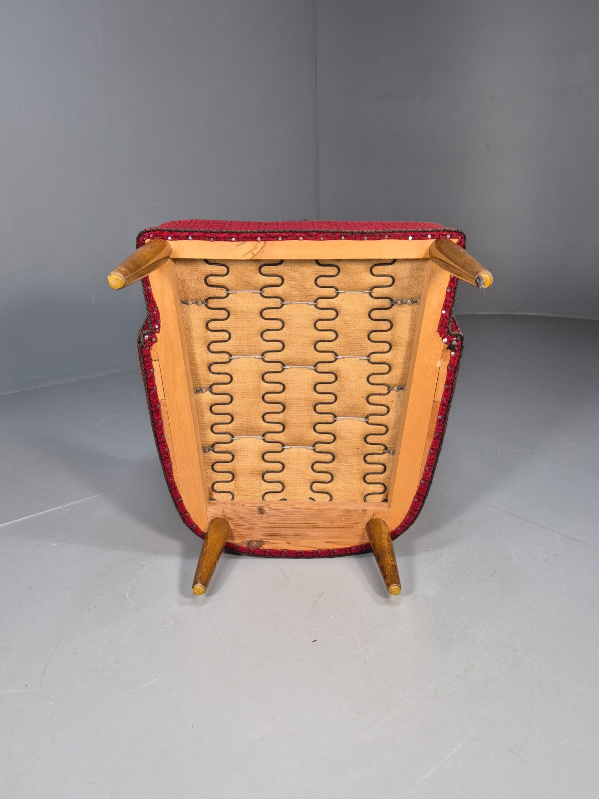 Vintage Danish 1950s Tub Chair Teak Arms Original Cloth Retro MCM EB9624 MNOR - UKDK FURNITURE