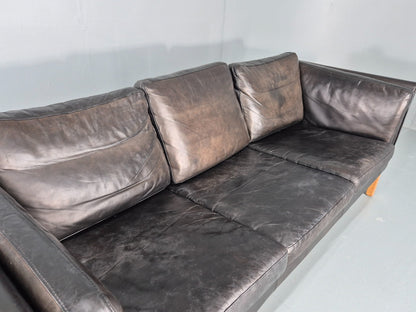 Vintage 3 Seat Sofa Danish Black Leather Vemb MCM Retro 1980s  EB10478 M3SS14