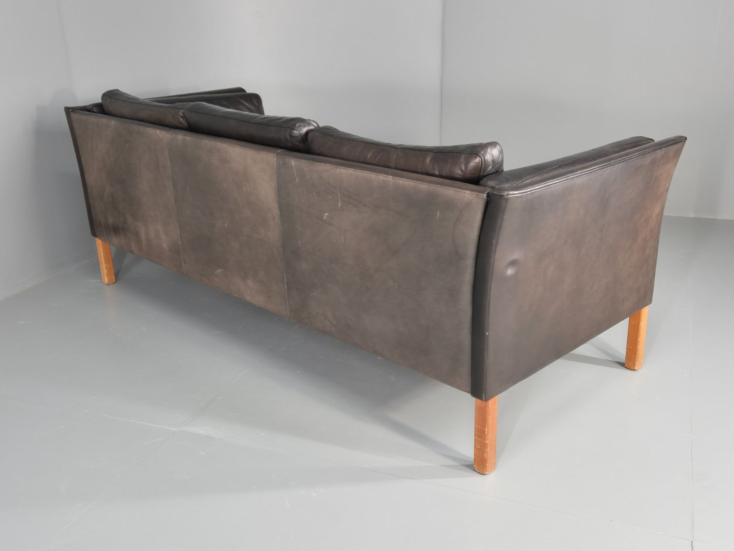 Vintage 3 Seat Sofa Danish Black Leather Vemb MCM Retro 1980s  EB10478 M3SS18