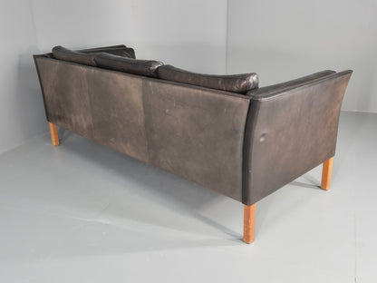 Vintage 3 Seat Sofa Danish Black Leather Vemb MCM Retro 1980s  EB10478 M3SS18
