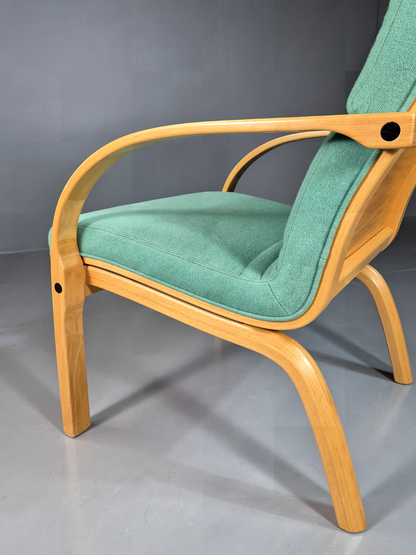 Vintage Danish Lounge Chair Mint Wool Bentwood 1980s Retro EB7352 MBEN12
