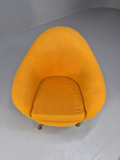 Vintage 1960s Egg Chair Swivel and Rock Base Orange Retro MCM EB9798 MSWI2