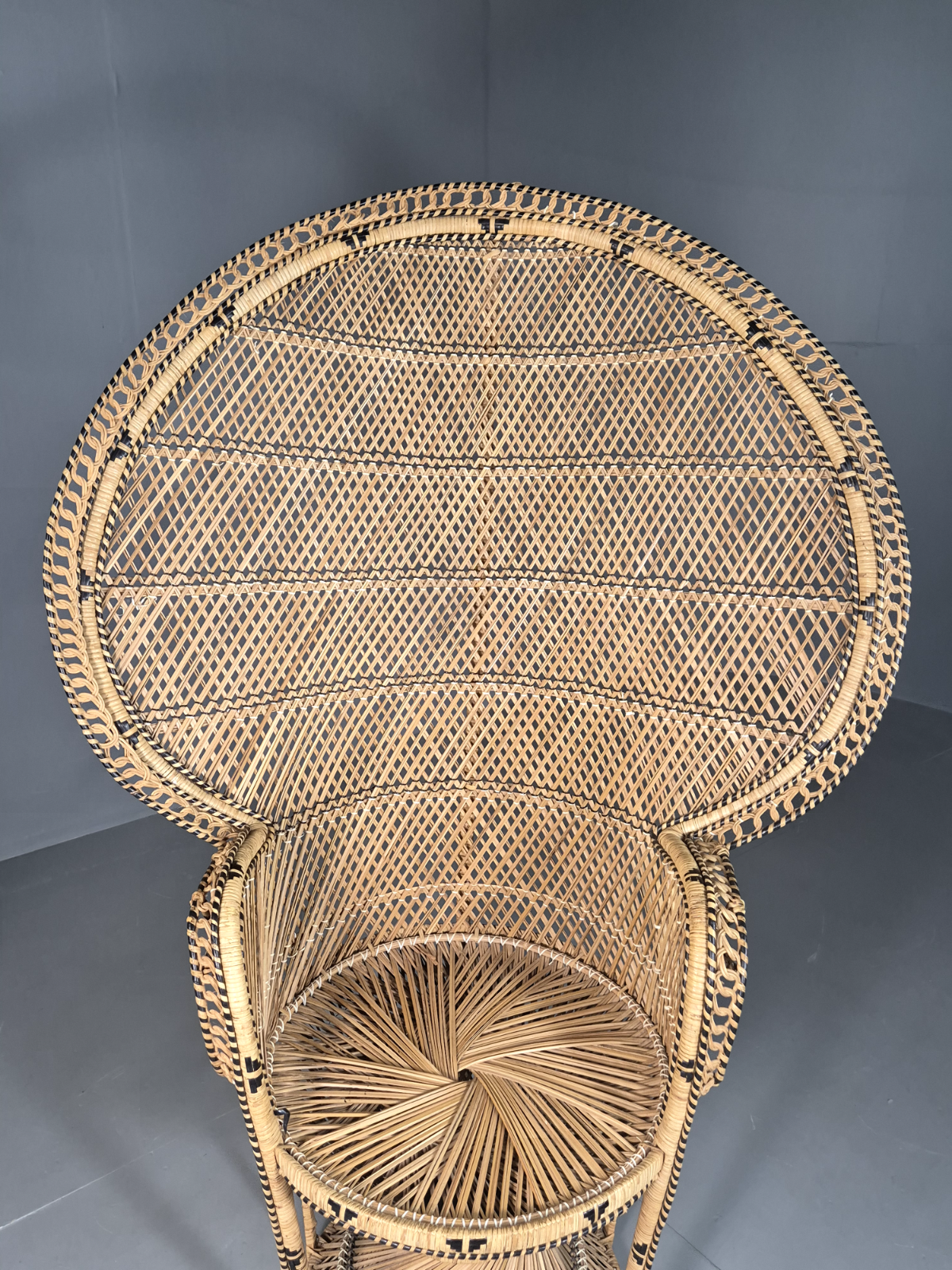 EB7116 Vintage Bamboo Cane Peacock Chair 1980s Retro VBER - UKDK FURNITURE