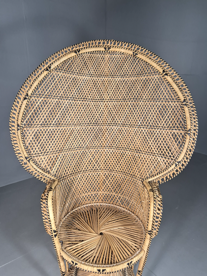 EB7116 Vintage Bamboo Cane Peacock Chair 1980s Retro VBER - UKDK FURNITURE