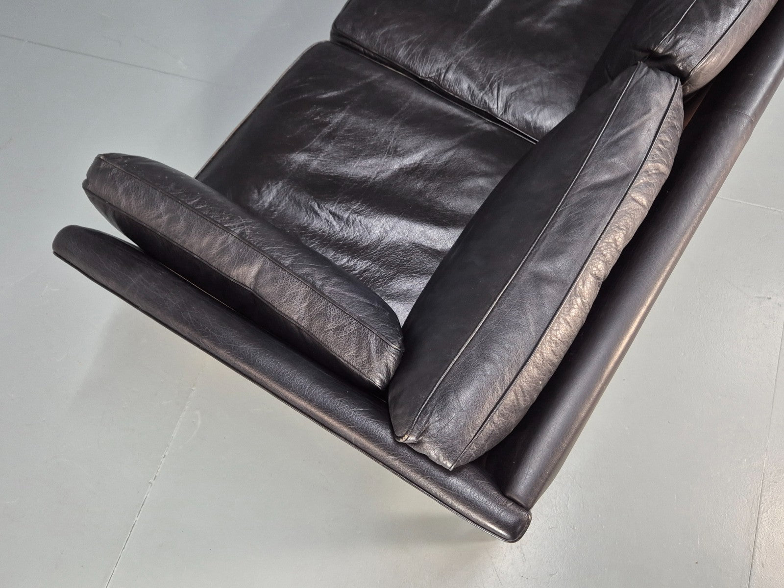 Mid Century Three Seater Sofa Vintage Danish Black Leather Retro EB10114 M3SS18