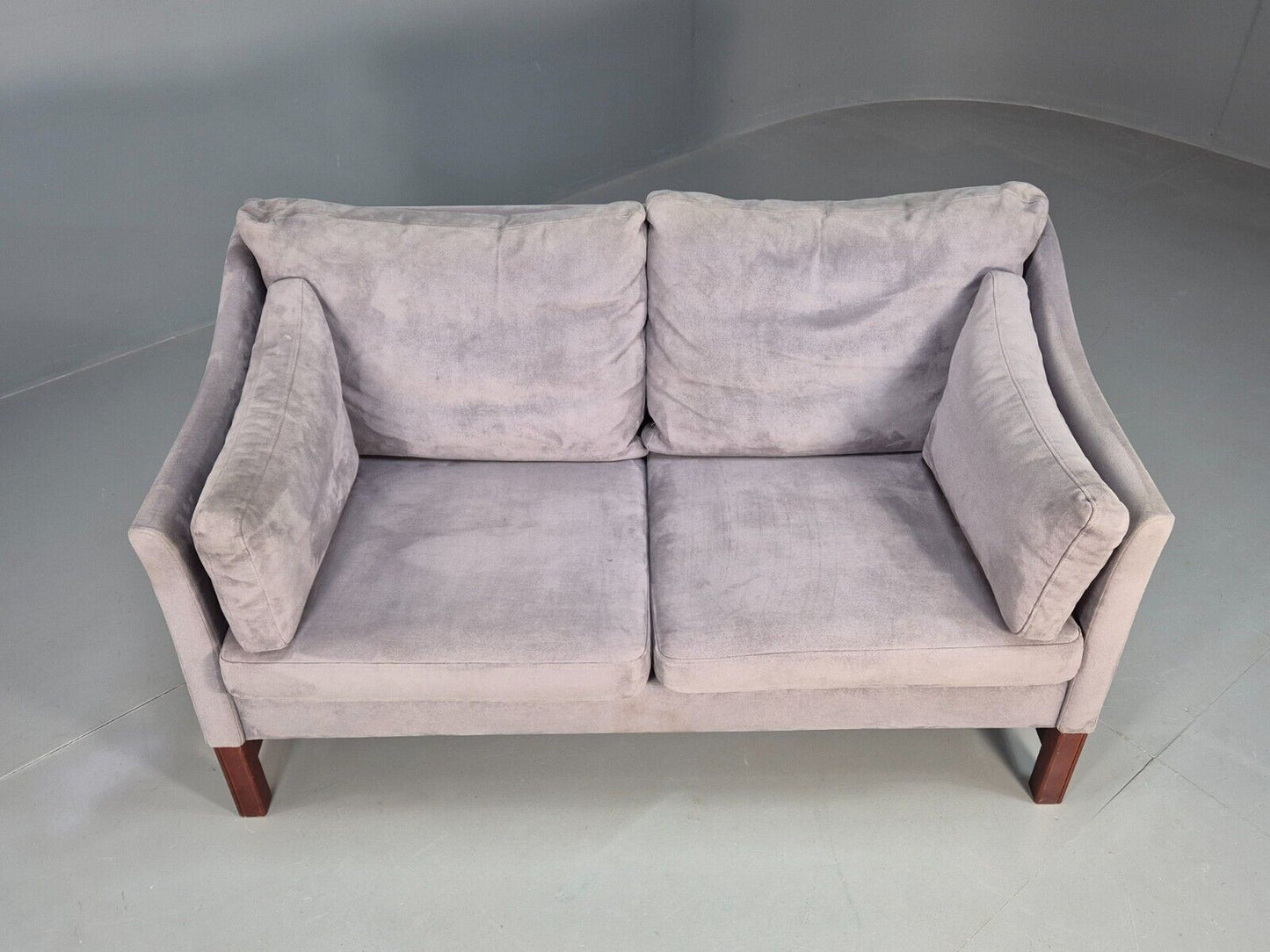 Vintage Danish 2 Seat Sofa Lilac Faux Suede 1980s Retro MCM EB3236 M2SS - UKDK FURNITURE