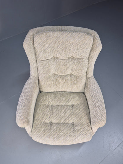 1980s Swivel Bucket Chair Mid Century Modern Rosewood Base Retro EB10649 MSWI8