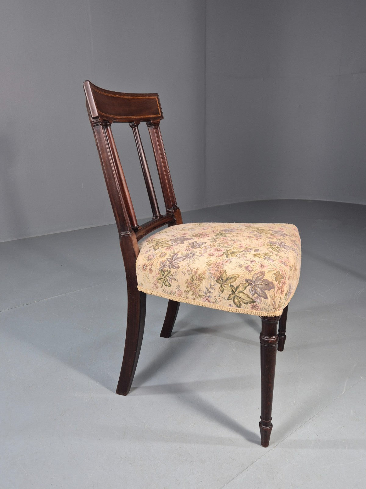 Antique Empire Dining Chair Mahogany Frame Pillared Slats Floral   EB11223 VDIN1