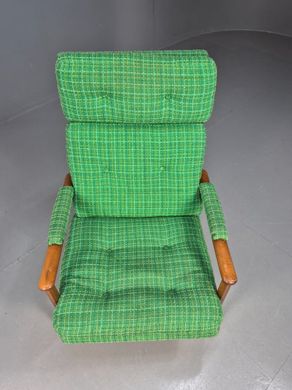 Vintage Danish Lounge Chair Green Wool Beech Frame Retro 1960s MCM EB8502 MNOR - UKDK FURNITURE