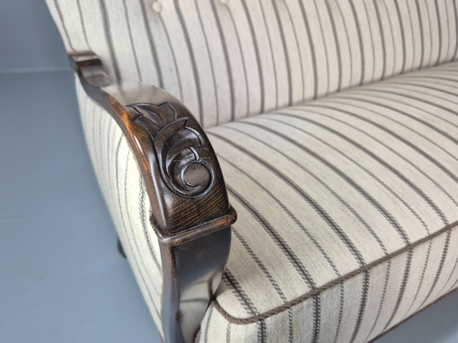 1950s Three Seater Settee Vintage Danish Cream and Grey Retro Deco EB11351 V3SS13