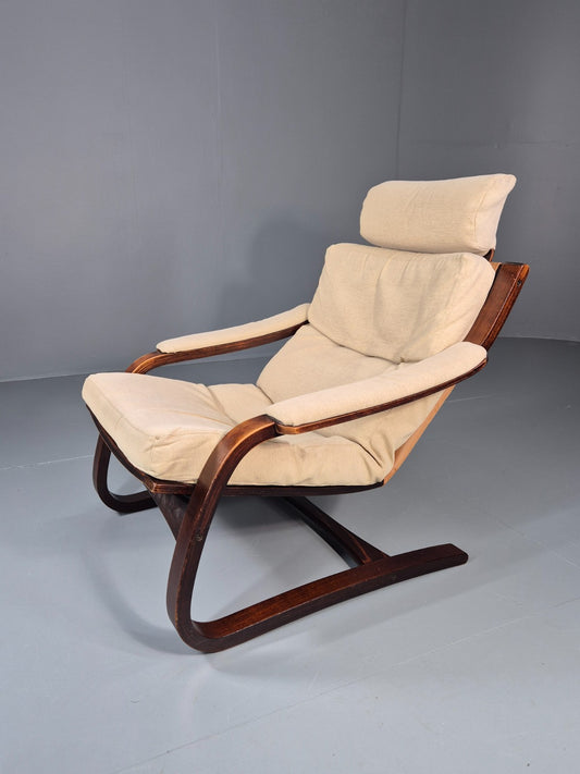 Vintage Danish Bentwood Lounge Chair Cantilever Design 1970s Retro EB11329 MBEN0