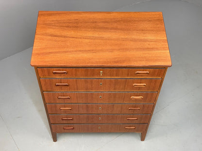 Vintage Danish Teak Chest Of Drawers Solid Handles Mid Century EB9117 MWOO - UKDK FURNITURE