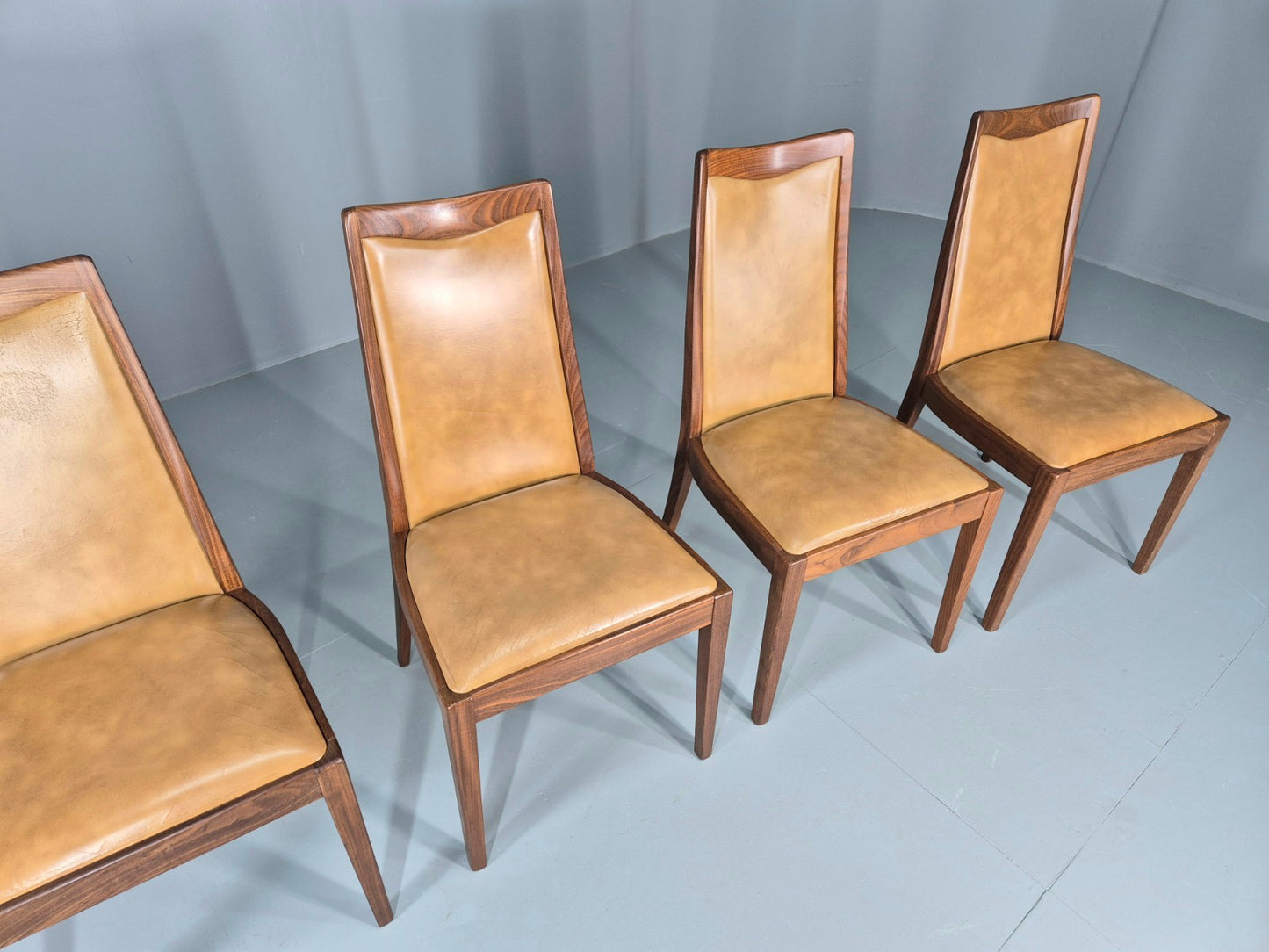 4 Vintage G plan Dining Chairs Teak Mustrad Vinyl Retro Mid Century EB11887 MDIN3